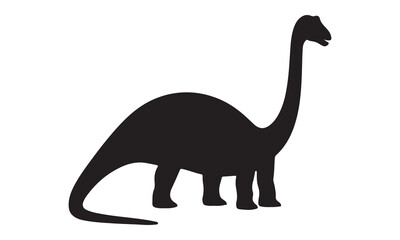 Fototapeta premium Black silhouette of a long necked dinosaur