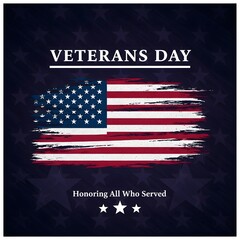 veterans day, An emblematic flag of honor and the text celebrating Veterans Day, a tribute to the commitment and valor of those who served. 