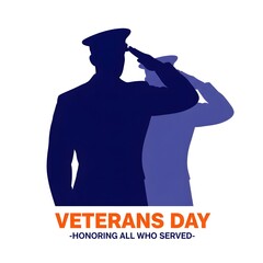veterans day, A solemn illustration saluting to honor those who served, with a heartfelt inscription commemorating the sacrifices and dedication of veterans.