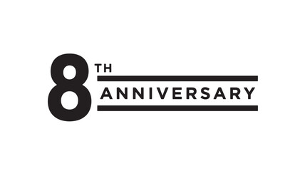 Modern eighth anniversary graphic design element on transparent background silhouette