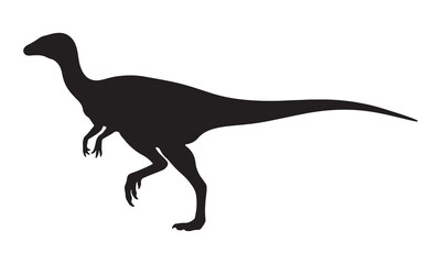 Black silhouette of a dinosaur on white background
