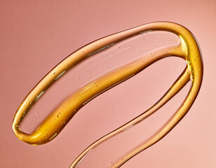 Golden Honey Stream in Curved Motion on Soft Peach Background