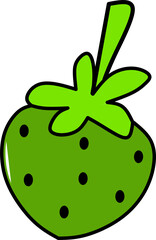 Simple Hand-Drawn Green Strawberry Doodle