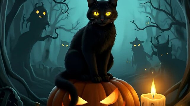 Scarecrow Pumpkin in Cornfield &ndash; Happy Halloween Night