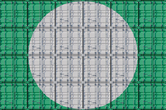 3d cargo containers with green and gray circle pattern representing logistics