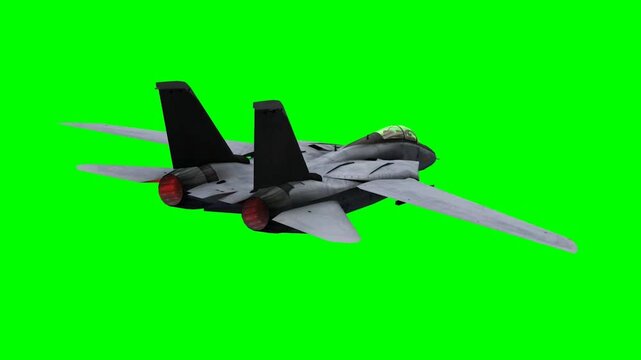 F-22 Stealth Fighter Jet Aerial View &ndash; Flying Above Urban Skyscrapers with Green Screen Sky for VFX Editing.