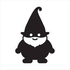 Cute Christmas gnome simple black silhouette vector