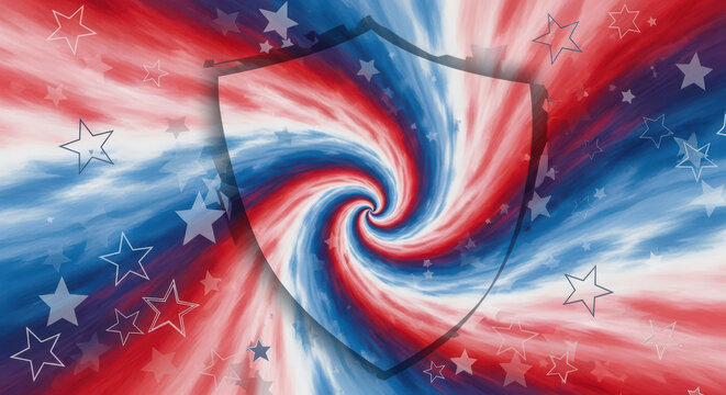 Patriotic shield swirl with stars