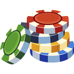 A Stack of Colorful Casino Poker Chips Isolated On A Transparent Background Ready For Gaming And Gambling Entertainment