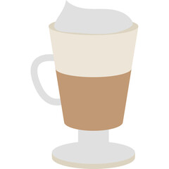 A Tall Glass Of Creamy Coffee Drink Topped With Whipped Cream And Chocolate Syrup Served On A White Base With A Transparent Background