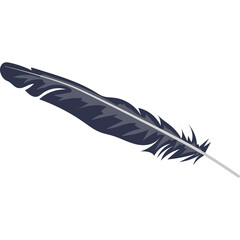 A Single Dark Gray Feather With A Thin White Stem Rests Against A White Background