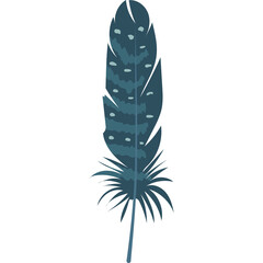 A Single Dark Teal Feather Detailed With Lighter Teal Spots Displayed On A Clean White Background Isolated Object