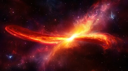 A Radiant Cosmic Energy Ribbon Slicing Across a Vibrant Nebula in Deep Space