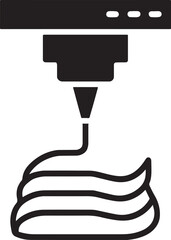 Silhouette of 3D printer extruding precise layer lines, modern technology concept vector.