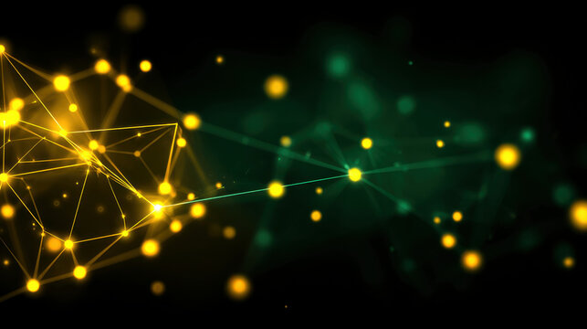 Abstract data network connecting nodes with glowing lines