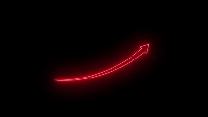 Financial Technology Business Graph Bar Animation in Glowing Neon. A glowing arrow with sign, symbolizing financial growth, on a black background. 4k VIDEO - Powered by Adobe