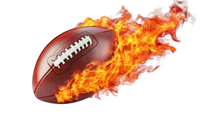 American football on fire isolated on a transparent background