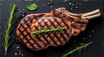 Delicious Grilled Bone-In Ribeye Steak With Herbs and Spices