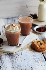Homemade hot chocolate with Cookies