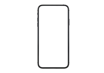 Modern black smartphone isolated PNG on transparent background, mobile phone mockup for app design and product presentation