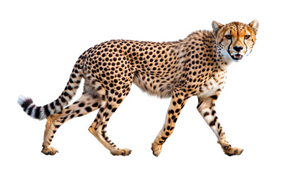 Fototapeta premium Cheetah walking with spotted fur isolated on a transparent background 2