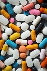 Lots of colorful pills - medicines and vitamins