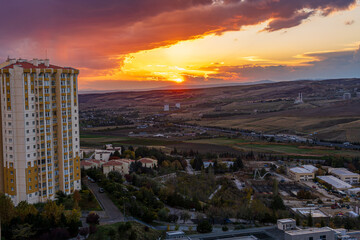 sunset over the city