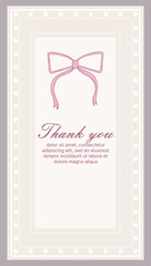 Elegant thank you card with a pink bow and dotted border. Perfect for expressing gratitude
