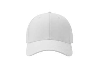 Blank white baseball cap PNG isolated on transparent background, sports headwear for branding and design mockups