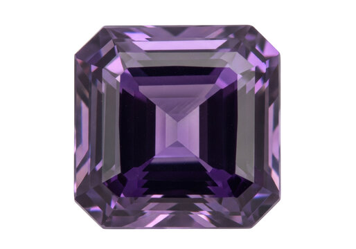Purple amethyst gemstone PNG isolated on transparent background, octagon cut precious stone for jewelry design and luxury concepts