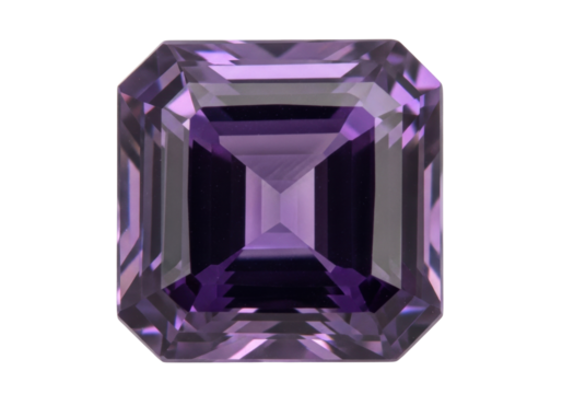Purple amethyst gemstone PNG isolated on transparent background, octagon cut precious stone for jewelry design and luxury concepts