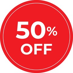 red button with percent sign 50% 