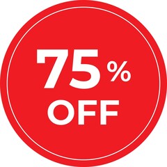 red sale button vector design 75% off