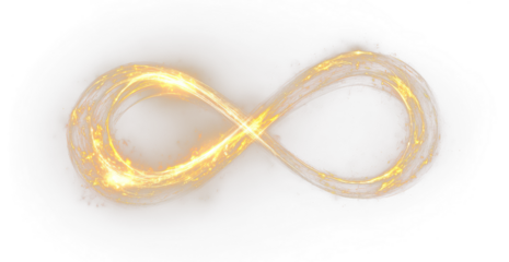 Futuristic golden infinity symbol representing energy flow and technological design in abstract composition.
