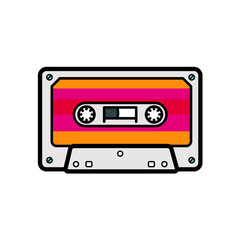Colorful compact cassette retro music illustration