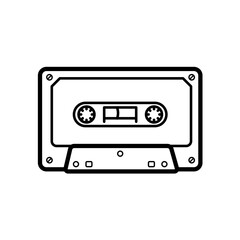 Compact cassette retro music line vector icon