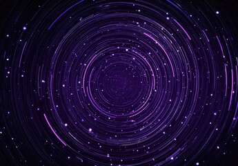 Abstract swirl of concentric rings, streaks, and sparkles, set against a dark purple background