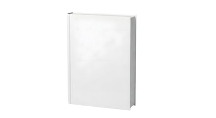 Blank White Hardcover Book Standing Upright on a Transparent Background graphic design isolated on a transparent background