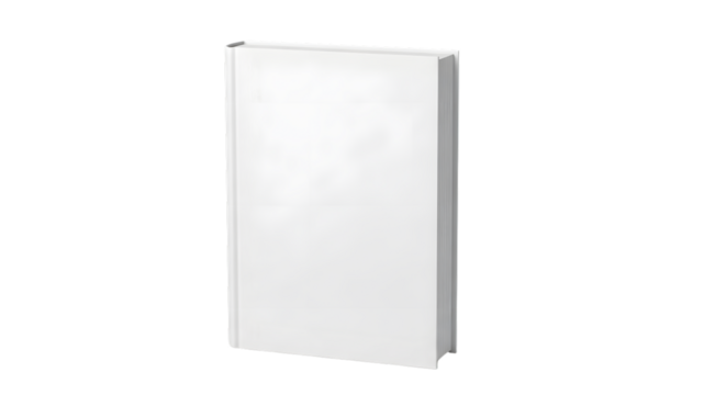 Blank White Hardcover Book Standing Upright on a Transparent Background graphic design isolated on a transparent background