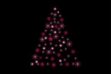 Glowing Christmas Tree Isolated. Glowing stars in the shape of a Christmas tree