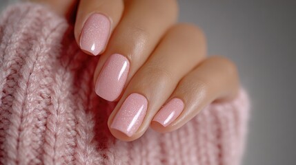  Nail polish, detailed close-up of both hands, gracefully placed on a smooth, elegant wooden table. Each fingernail is adorned with a rich color nail polish, designed with 