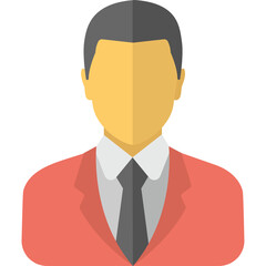 Male Business Icon Representation Coral Blazer Gray Tie White Shirt Isolated Transparent Background Professional Career User Profile Graphic