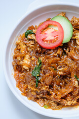 Sago noodles or mie sagu is Indonesian traditional food from Riau