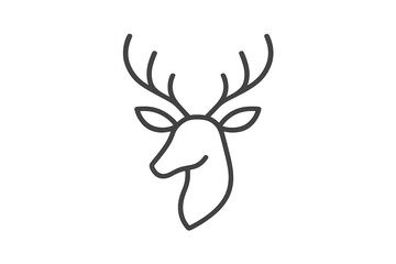 Deer head line art icon drawing, minimal animal symbol, clear vector graphic with transparent background