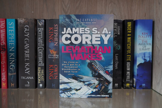 Bookshelf featuring The Expanse: Leviathan Wakes by James S. A. Corey