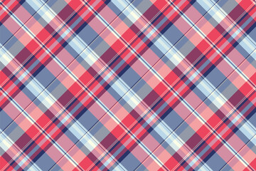 Vibrant, versatile plaid pattern. Seamless check design in red, blue and neutral tones, perfect for backgrounds, textiles, or creative projects requiring a classic texture.