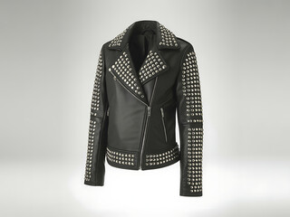 Studded Leather Biker Jacket Full Shot