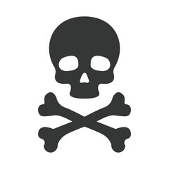 Skull and Crossbones Warning Icon, Danger or Poison Symbol, Hazardous Materials Sign, Black Silhouette Vector Illustration, Pirate Jolly Roger Emblem
