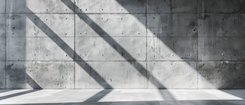 Modern concrete wall with soft daylight shadows and smooth industrial texture. Minimal neutral background for design, branding, or product presentation.