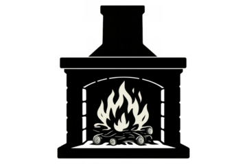 Fireplace hearth with burning wood logs providing cozy warmth and comfort for home interiors